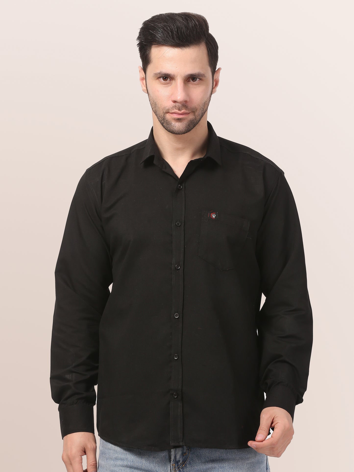 Elegant Black Slim-Fit Formal Shirt for Men