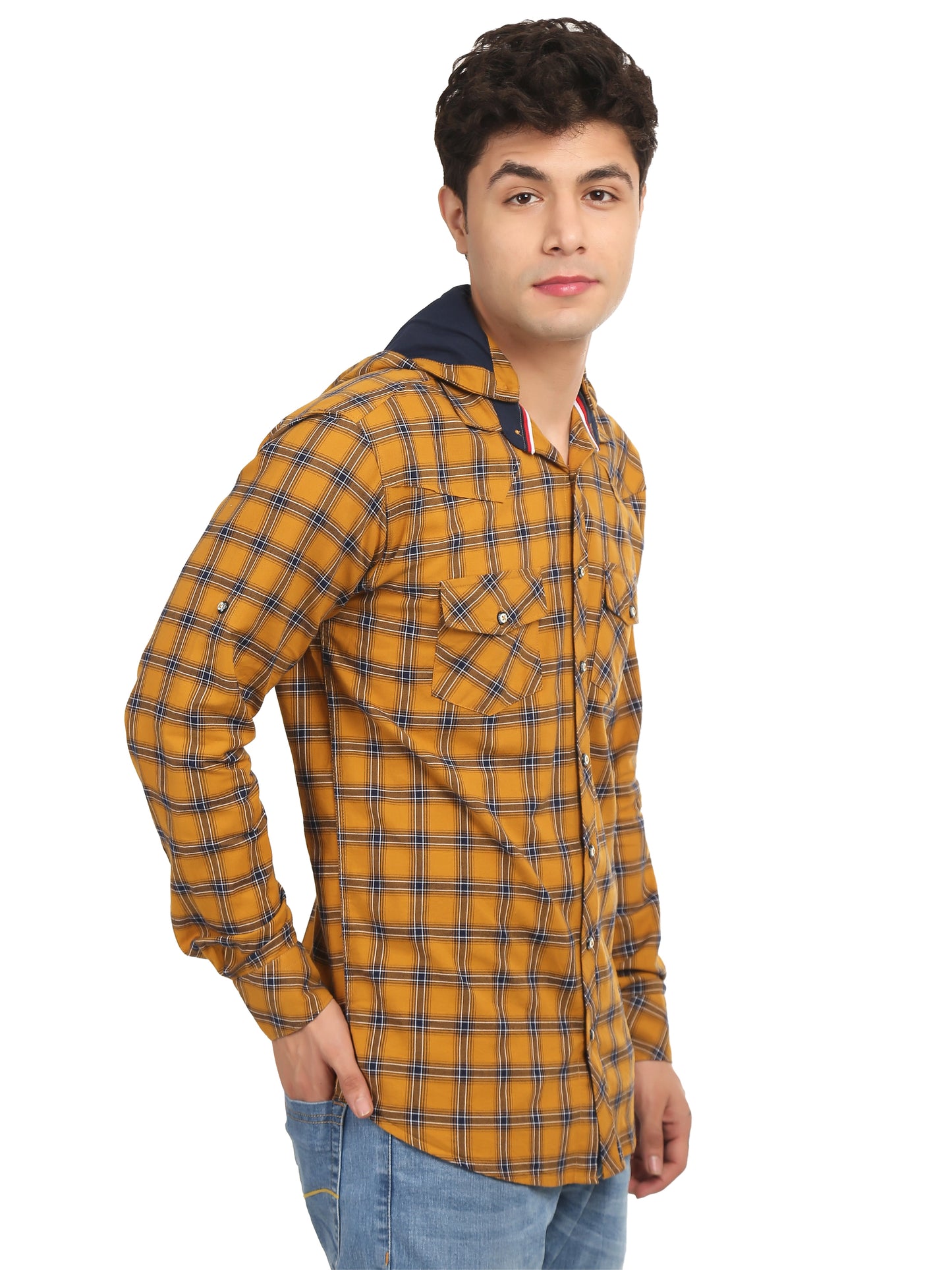 Men’s Navy Cream Button Shirt Online look