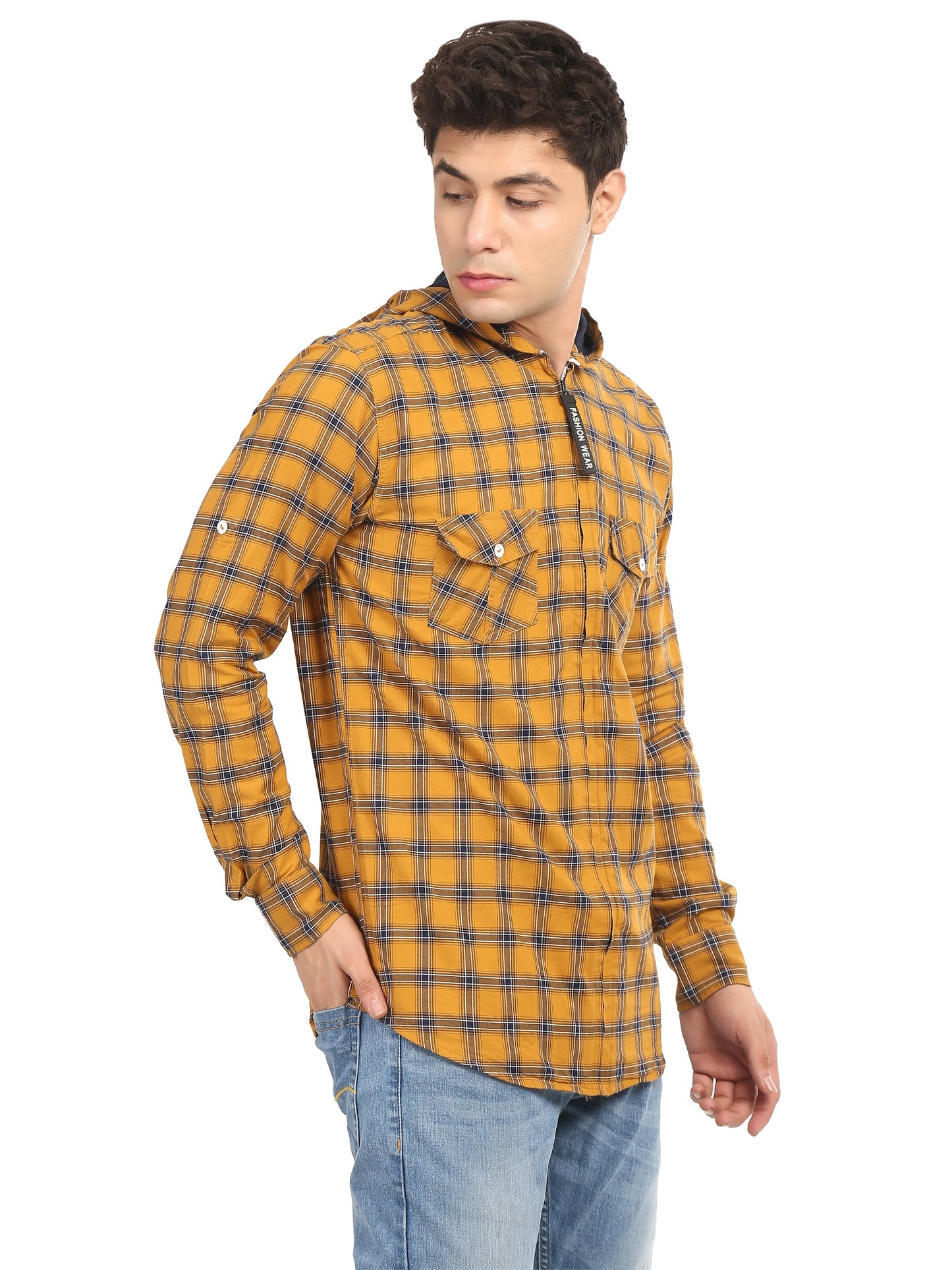 Checkered Hood Chain Shirt for men look best