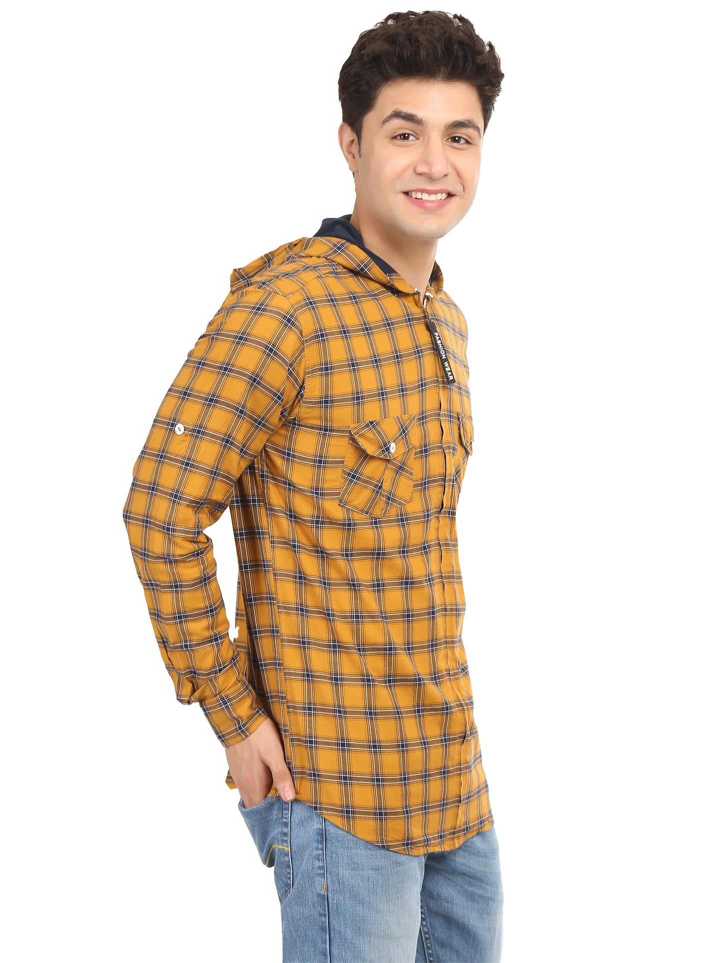 Checkered Hood Chain Shirt for men look best