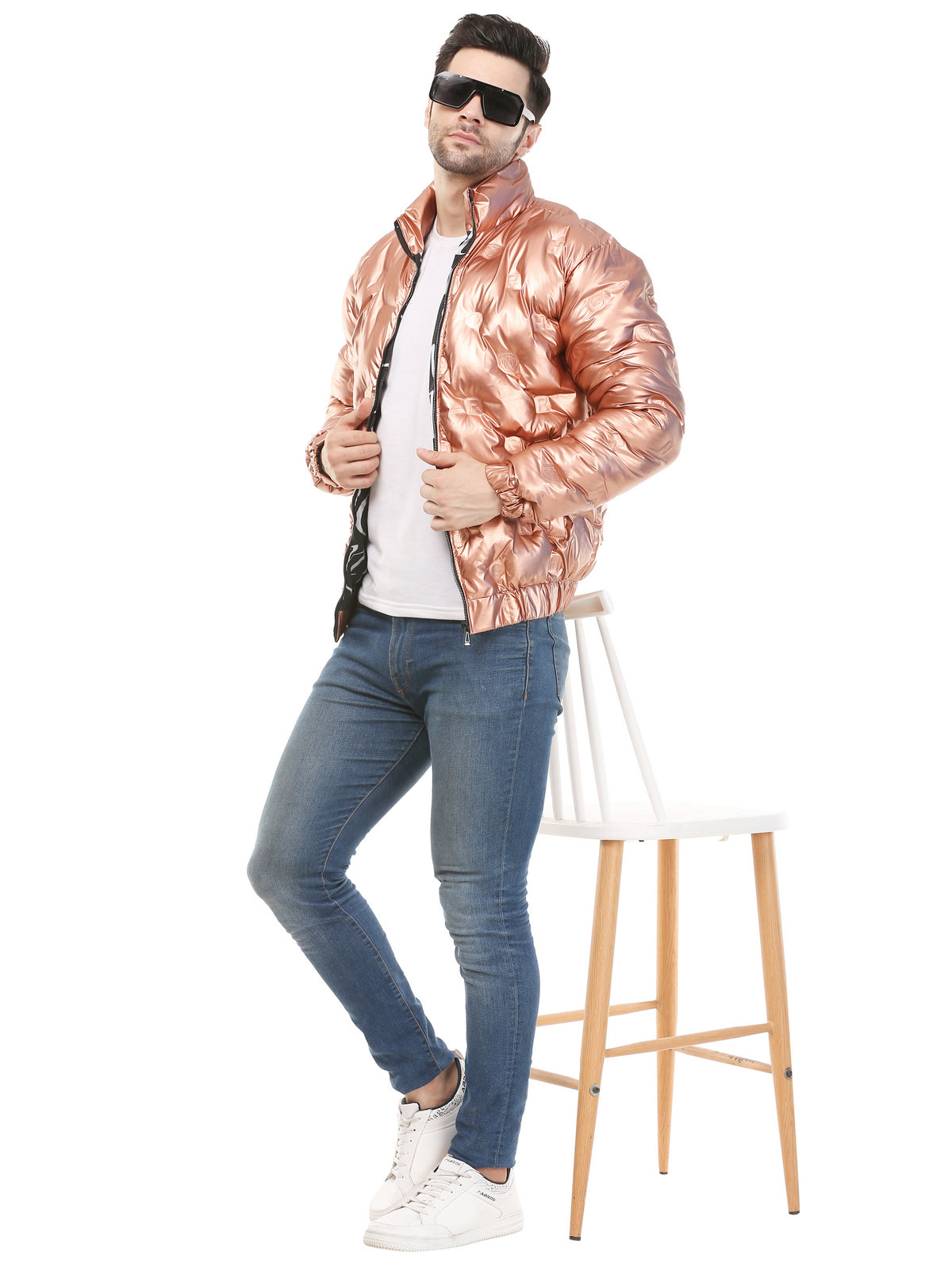 Men Self Design Casual Jacket