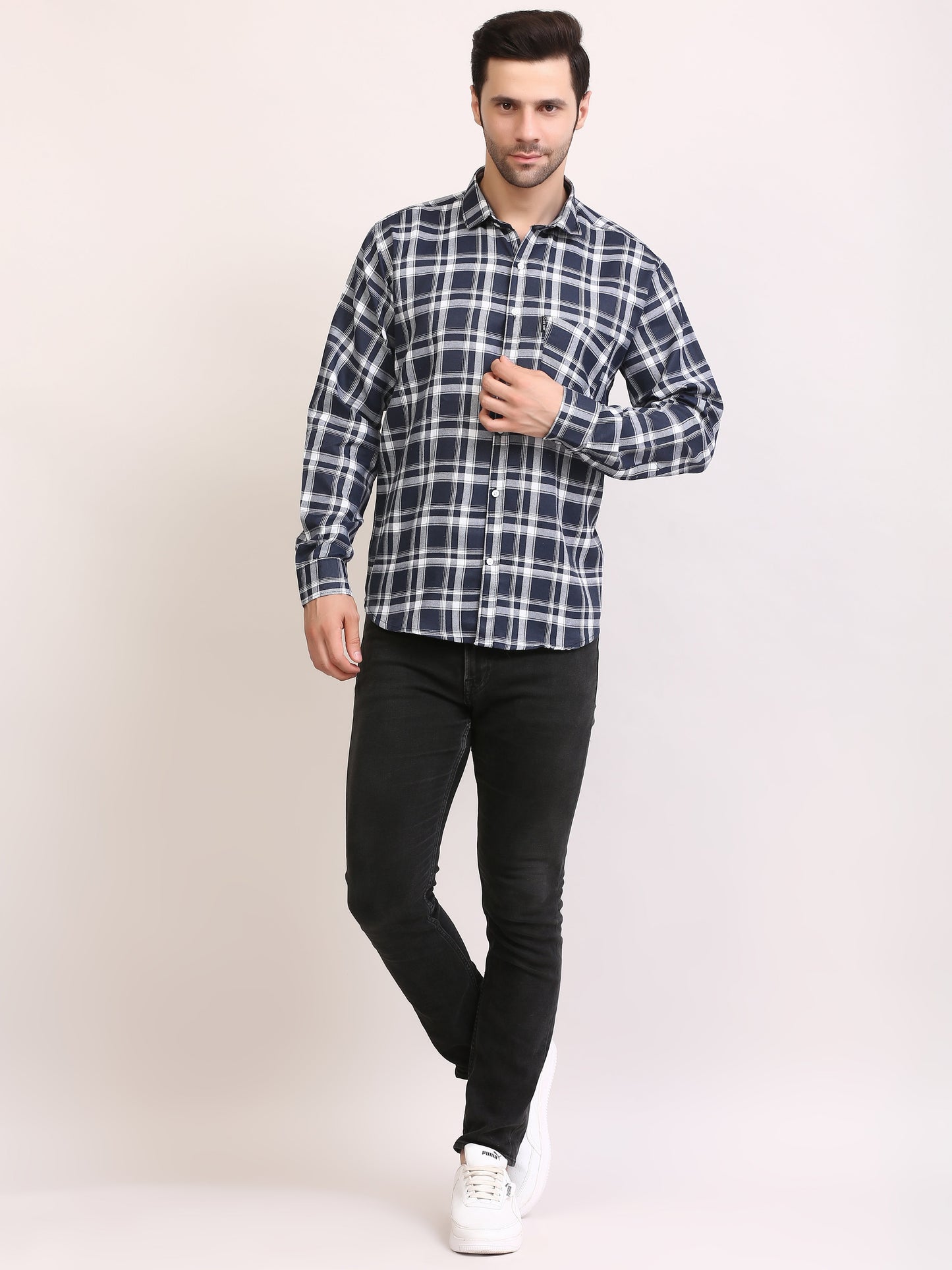 Slim Fit Patterned Full Sleeves Casual Shirt for Men