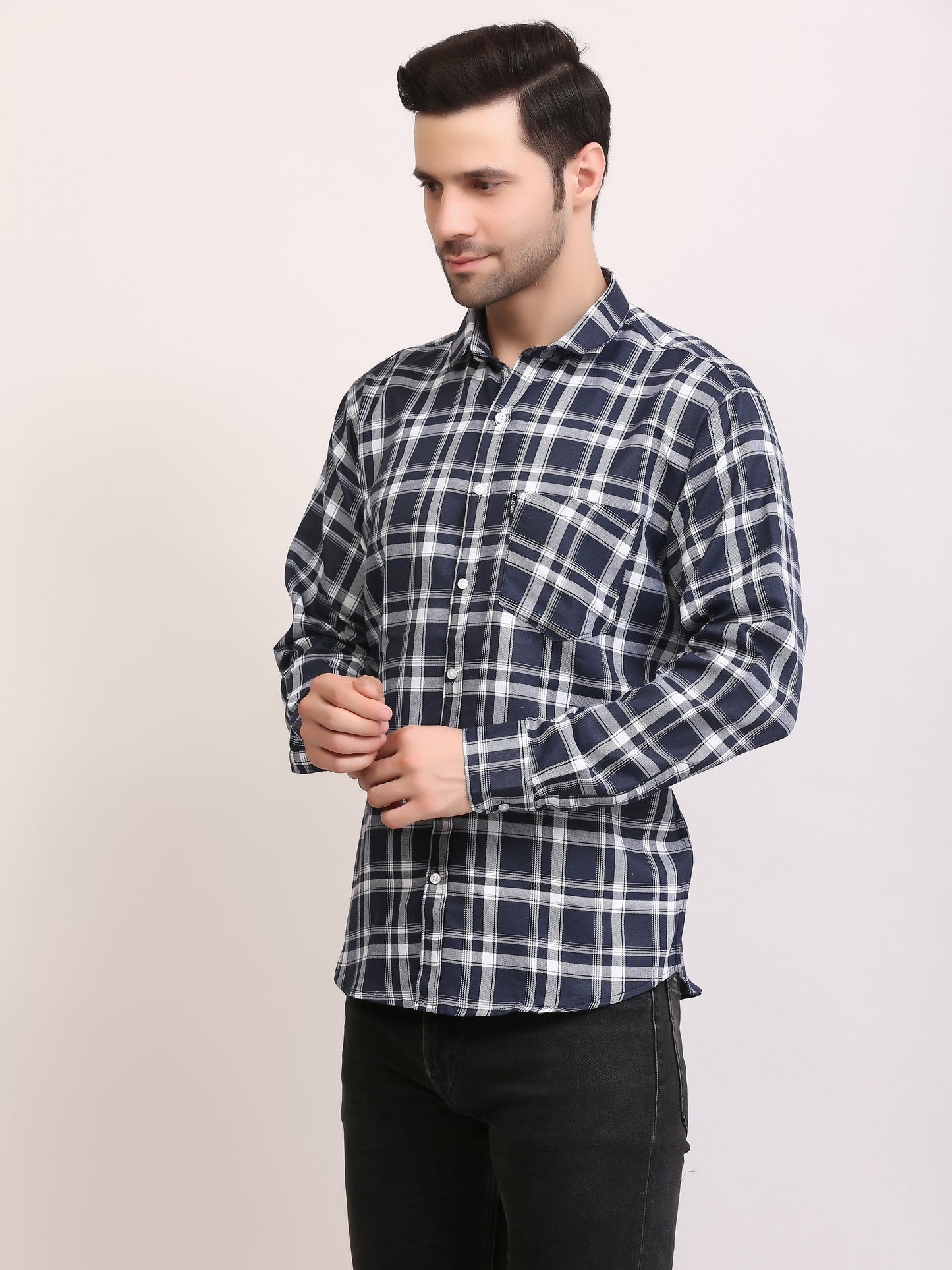 Slim Fit Patterned Full Sleeves Casual Shirt for Men
