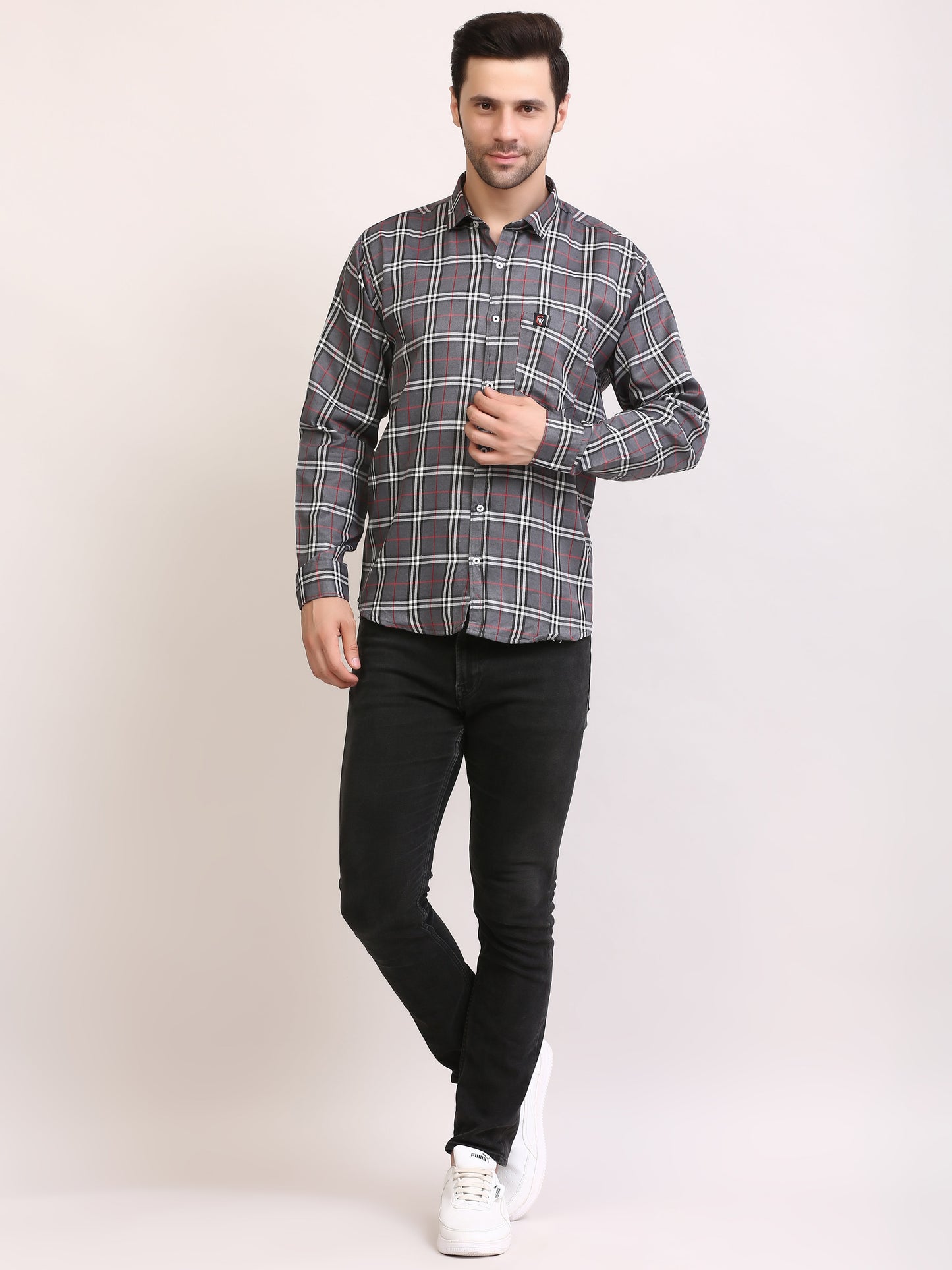 Clubwin Men Slim Fit Patterned Full Sleeves Casual Shirt