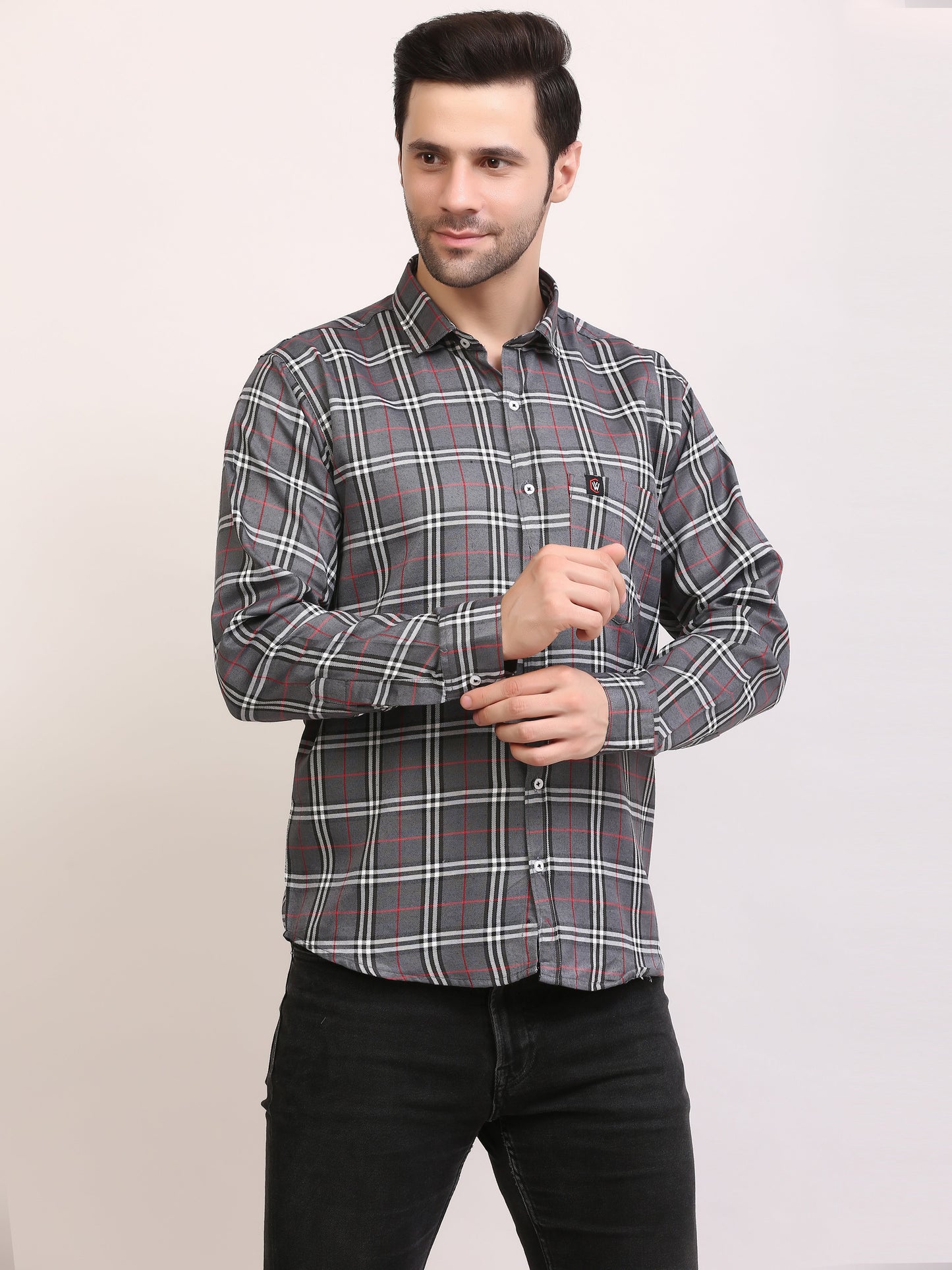 Clubwin Men Slim Fit Patterned Full Sleeves Casual Shirt