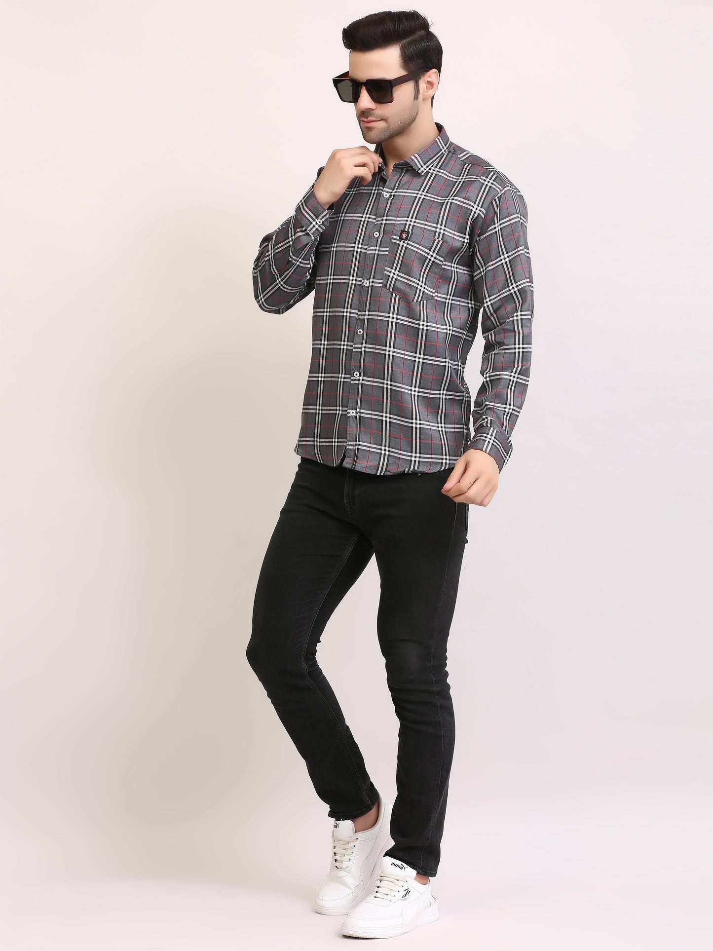 Clubwin Men Slim Fit Patterned Full Sleeves Casual Shirt