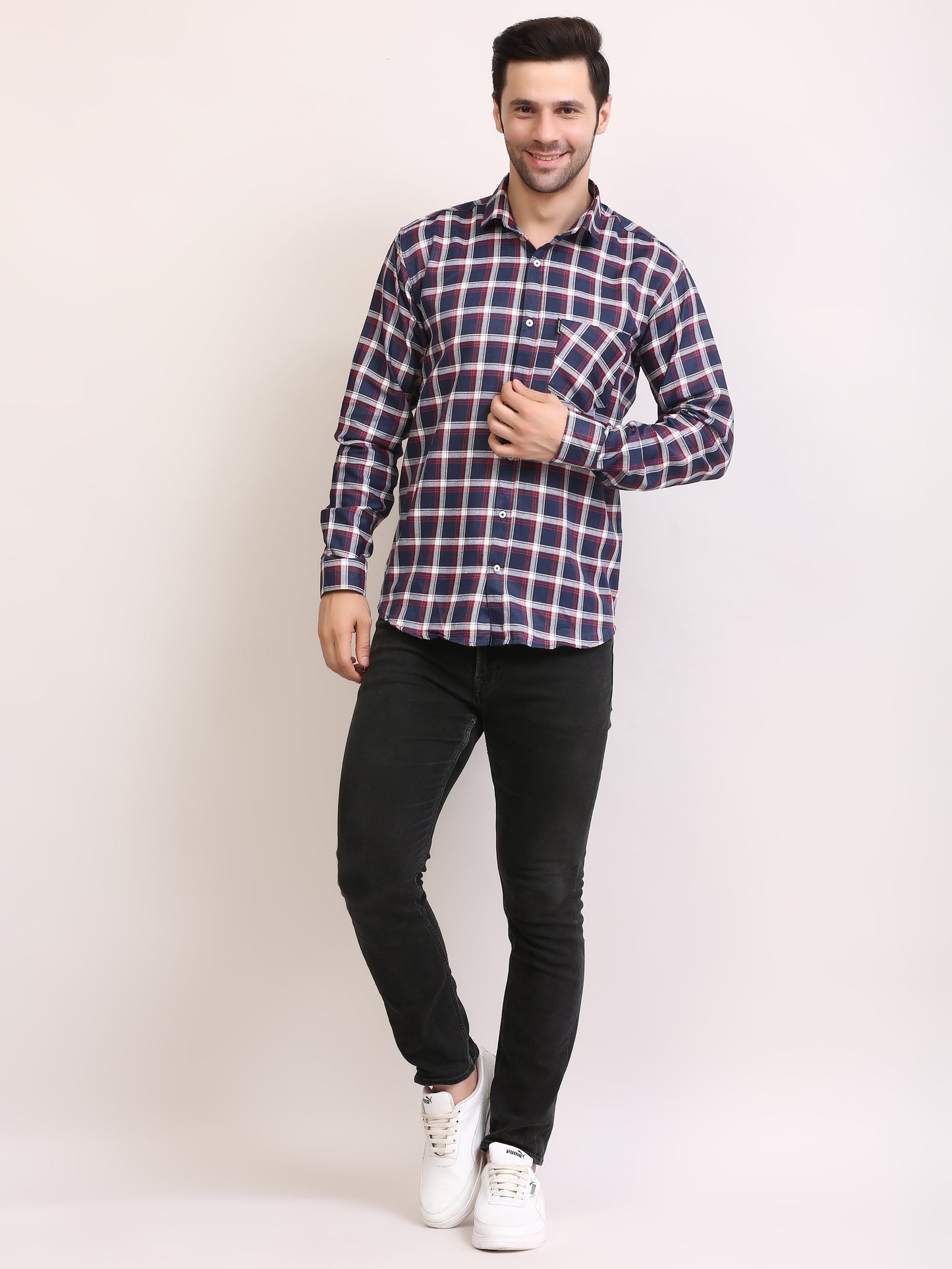 Men Slim Fit Full Sleeves Casual Shirt