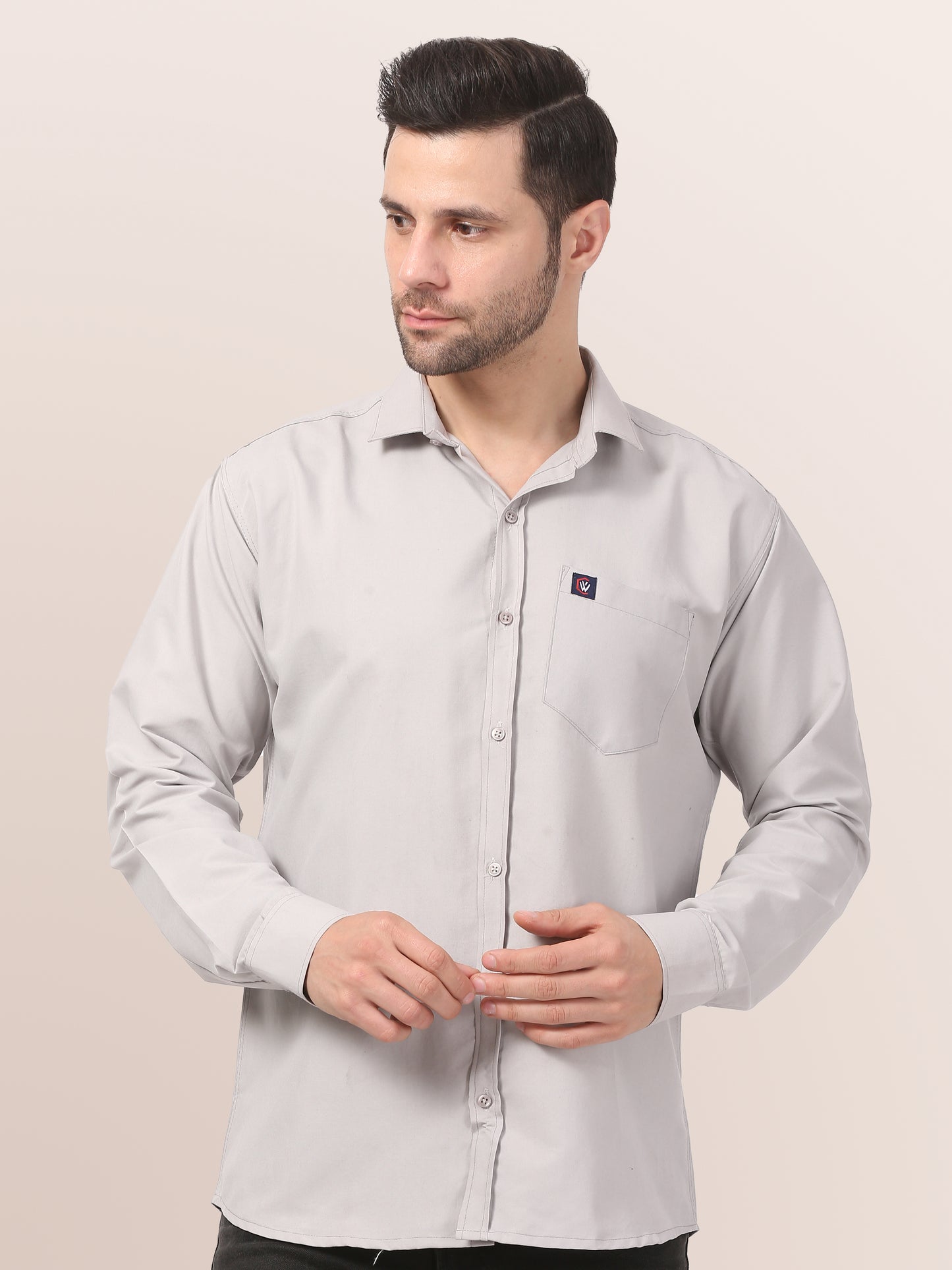Elegant Grey  Slim-Fit Formal Shirt for Men