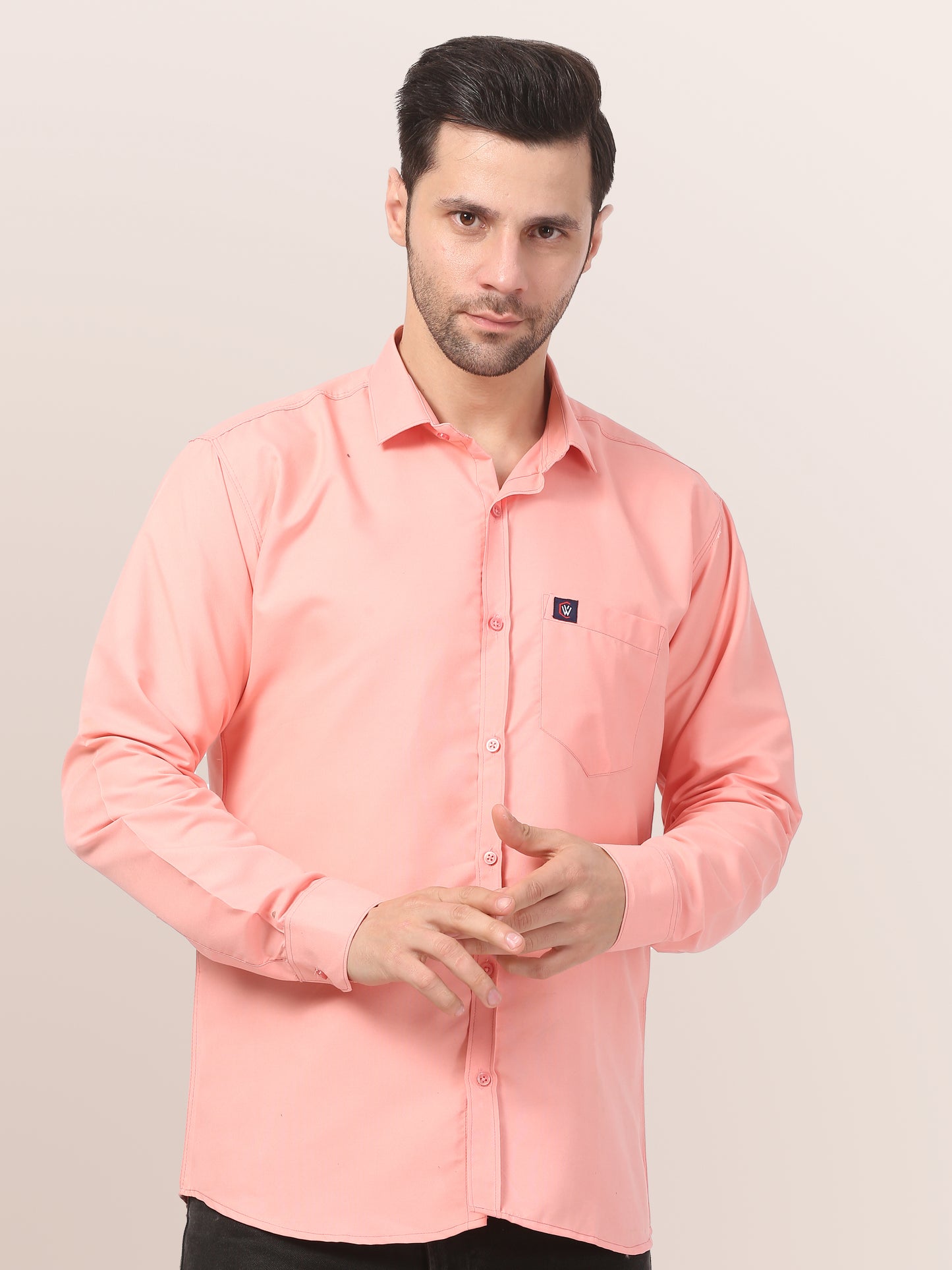 Elegant Pink  Slim-Fit Formal Shirt for Men