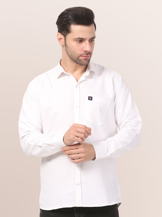 Elegant White  Slim-Fit Formal Shirt for Men