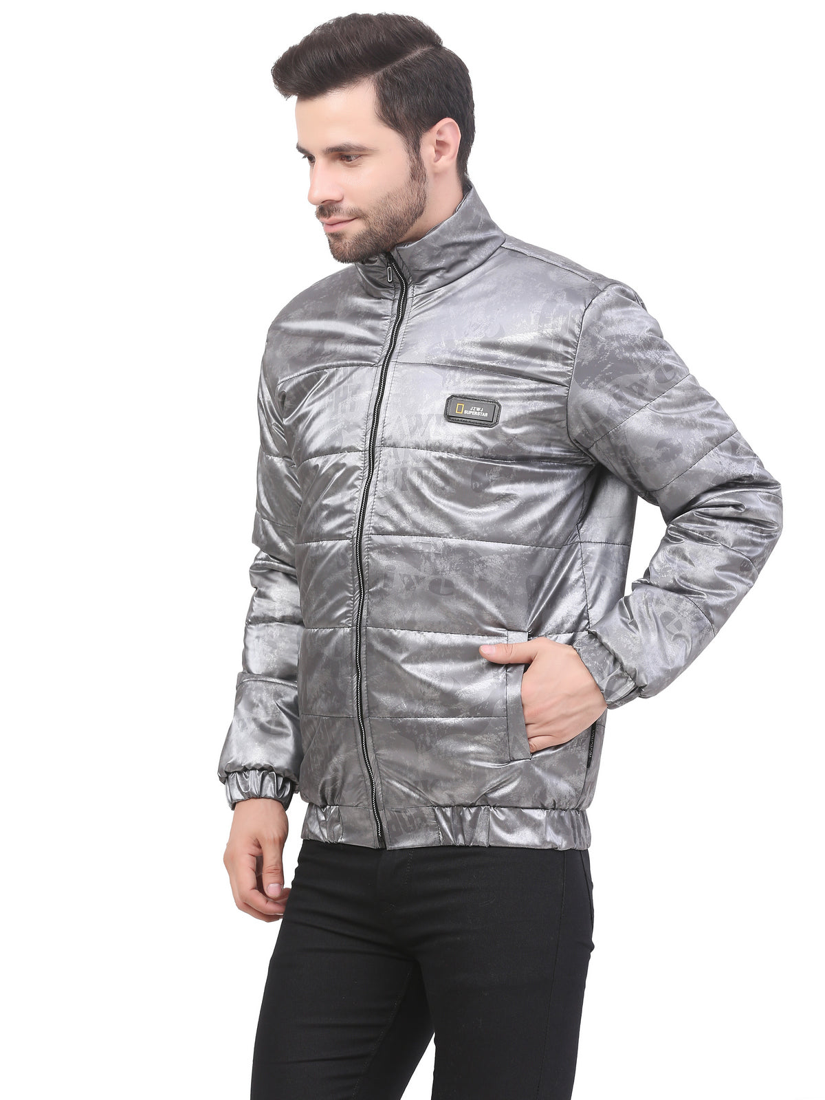Wanghua Grey Men’s Printed Jacket