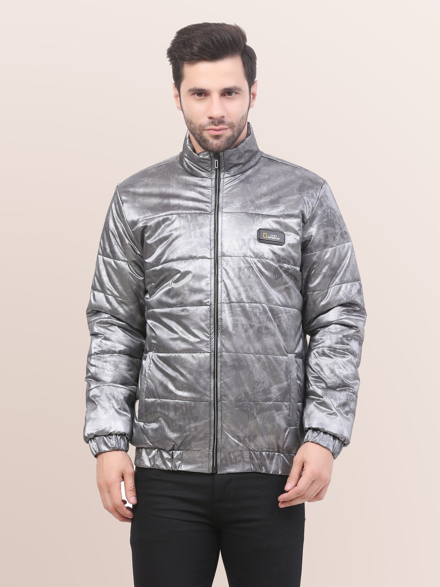 Wanghua Grey Men’s Printed Jacket