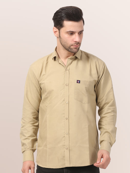 Elegant Beige  Slim-Fit Formal Shirt for Men