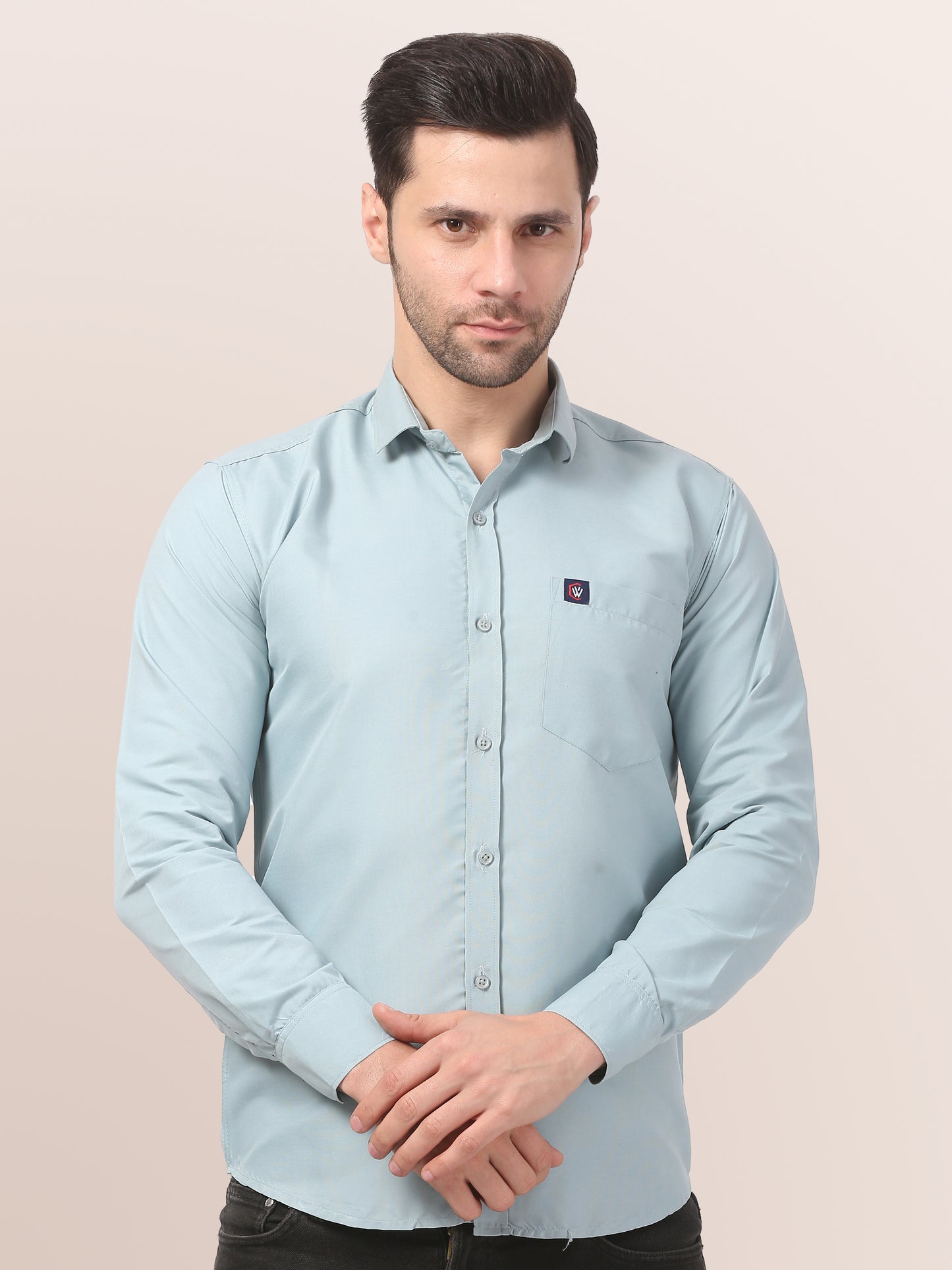 Elegant Light Blue Slim-Fit Formal Shirt for Men