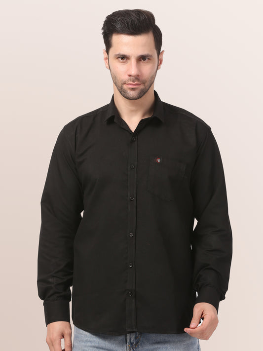 Elegant Black Slim-Fit Formal Shirt for Men