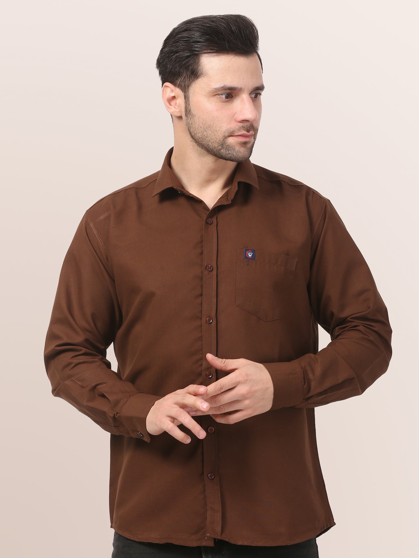 Elegant Brown Slim-Fit Formal Shirt for Men