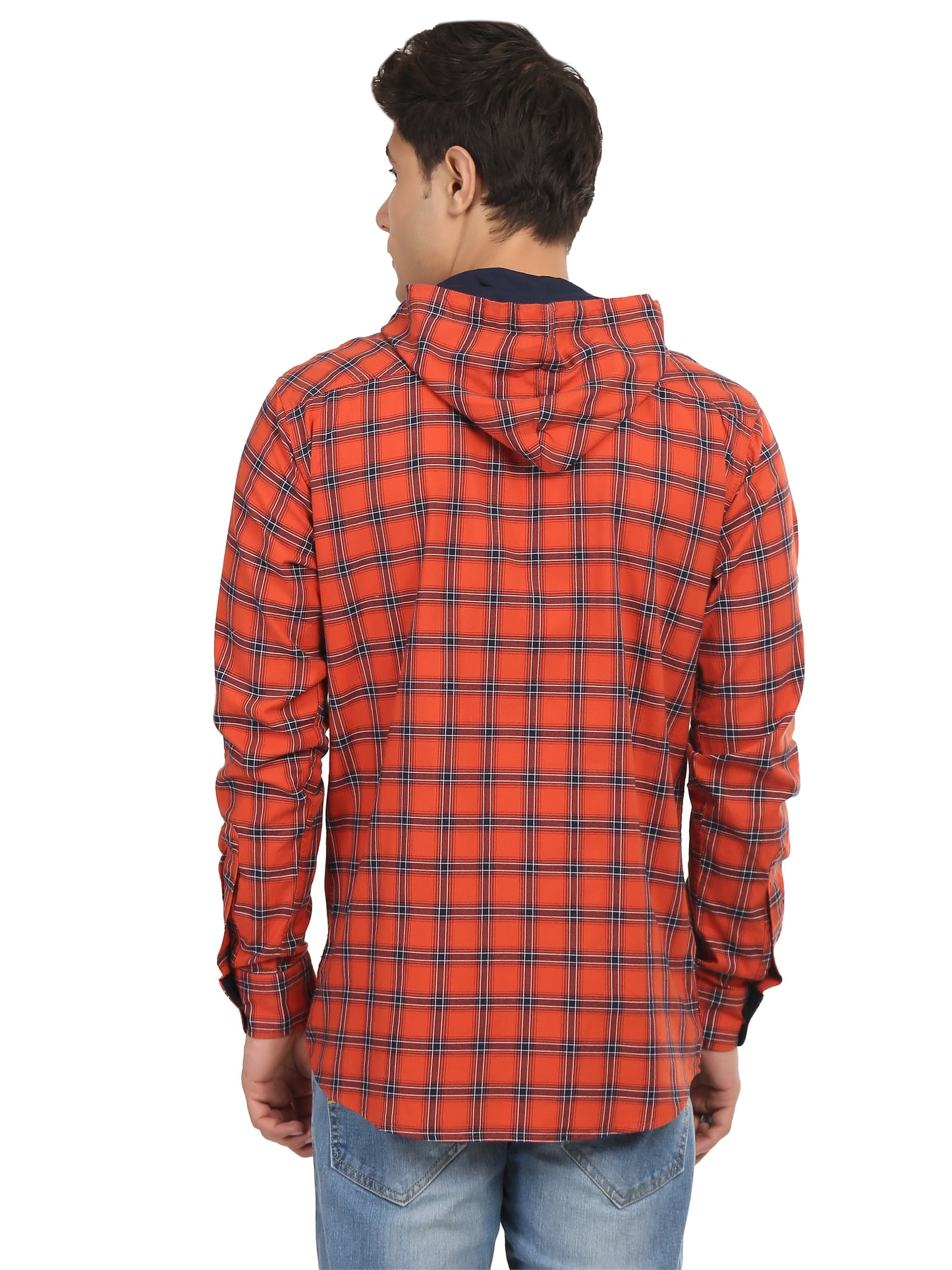 Checkered Hood Chain Shirt for men's