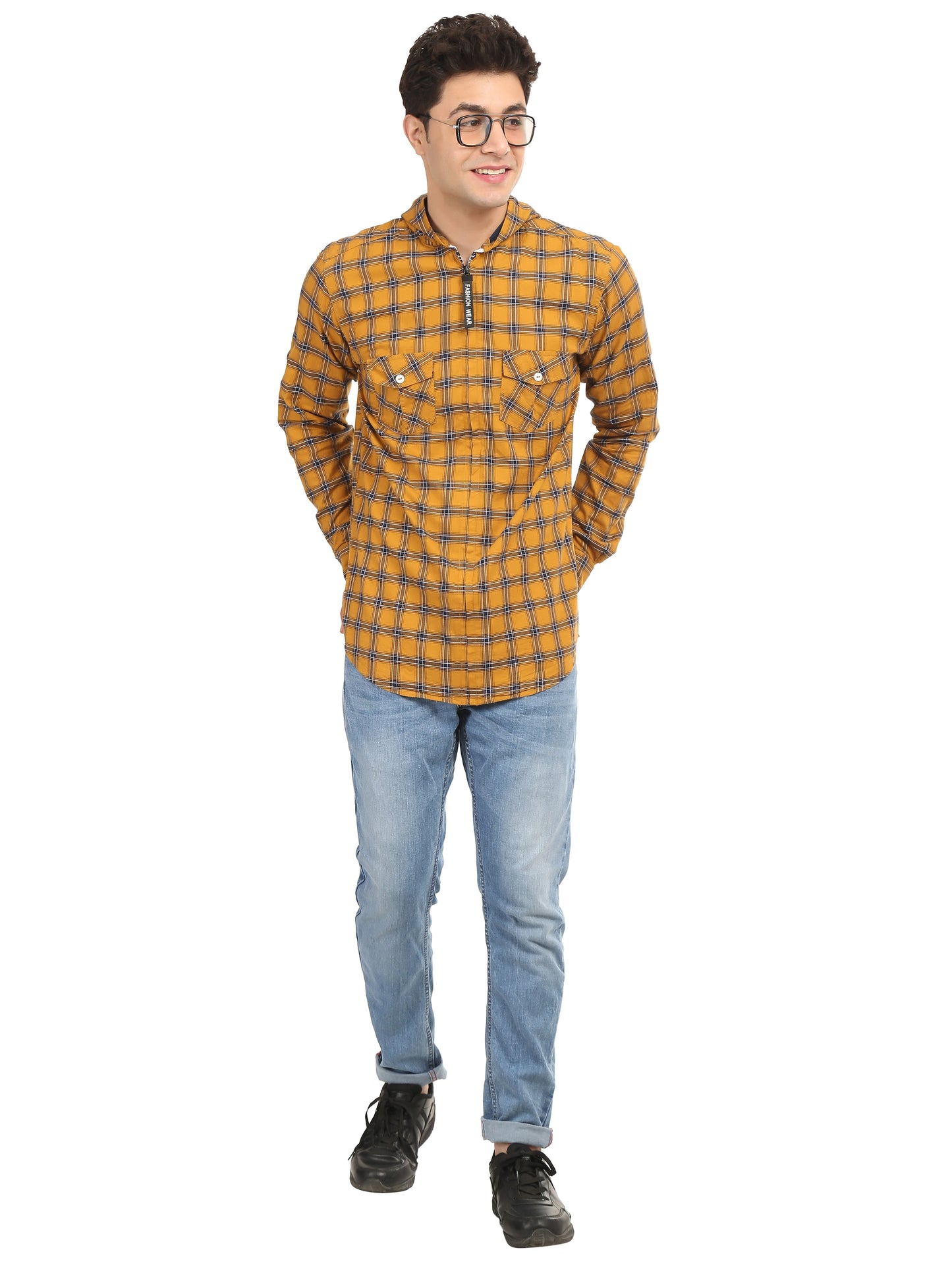 Checkered Hood Chain Shirt for men look best