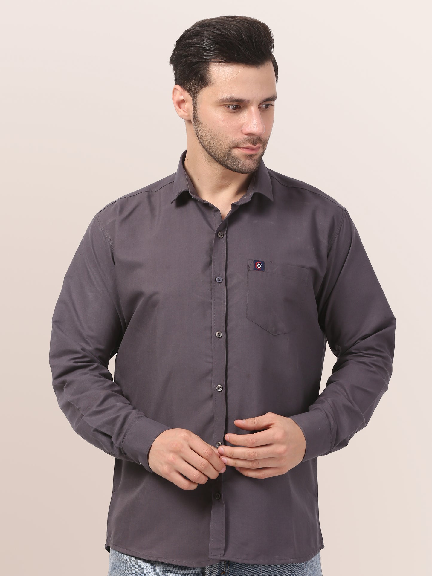 Elegant Grey Slim-Fit Formal Shirt for Men
