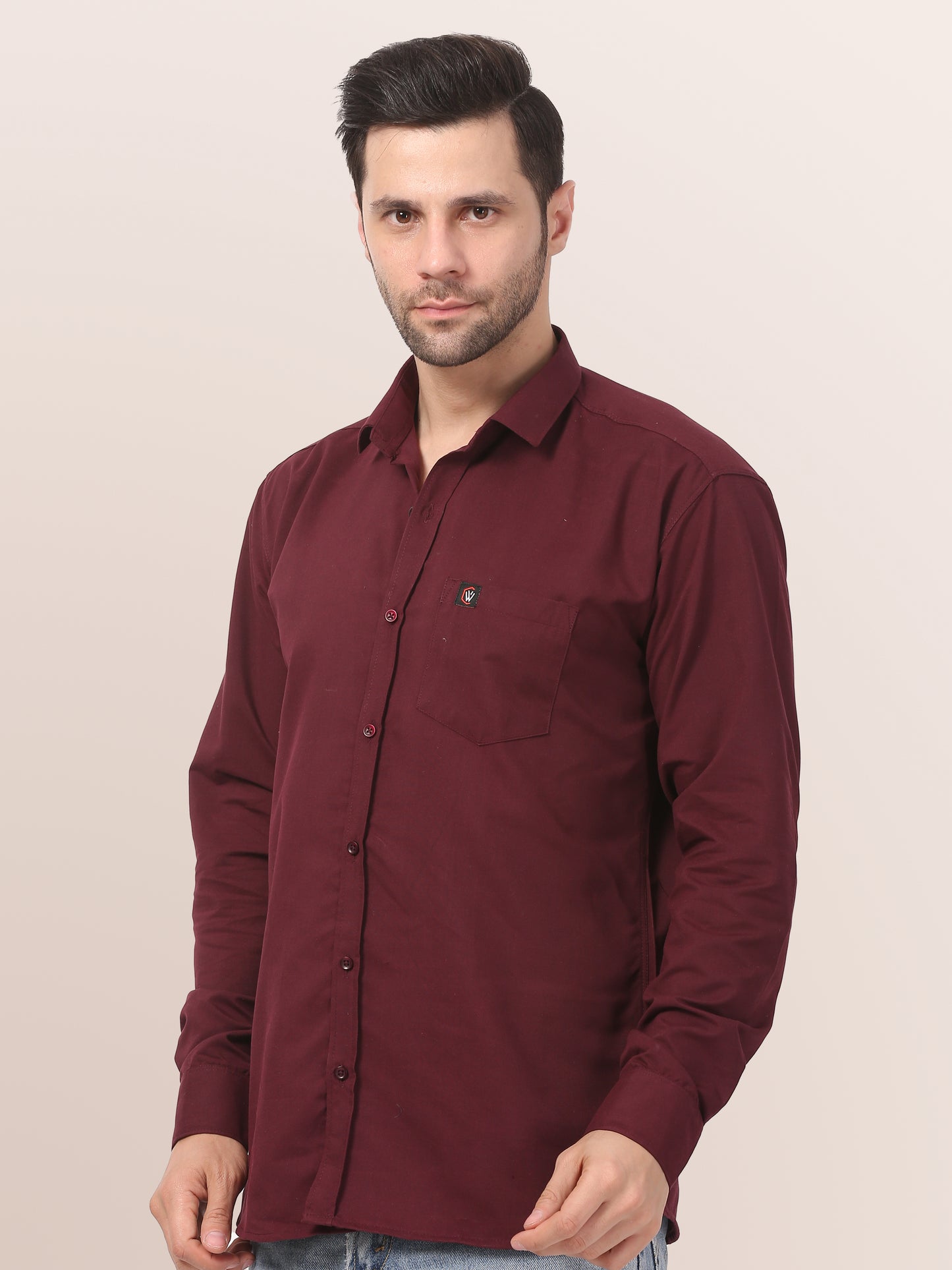 Elegant Maroon  Slim-Fit Formal Shirt for Men