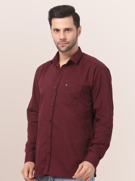 Elegant Maroon  Slim-Fit Formal Shirt for Men