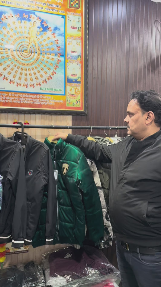 Men Green winter jacket Print Jacket