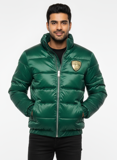 Men Green winter jacket Print Jacket